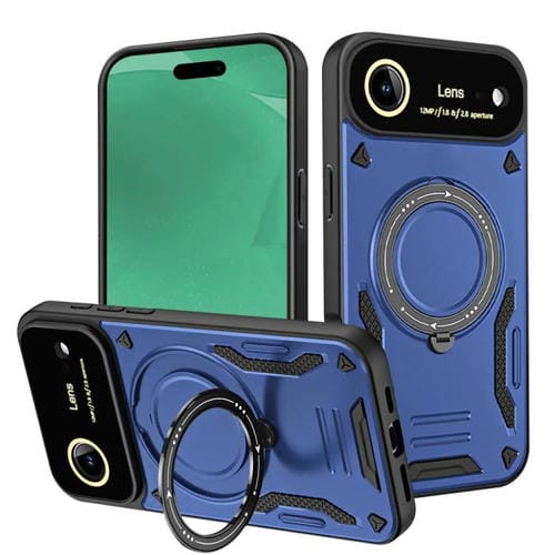 Funda con soporte MagSafe y ventana grande para iPhone 17 Air (azul)