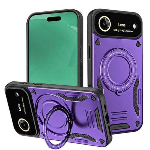 Funda con soporte MagSafe y ventana grande para iPhone 17 Air (morado)