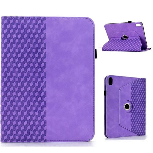 Funda de cuero inteligente con relieve de rombos y rotación para iPad 2025/2022 (morado)
