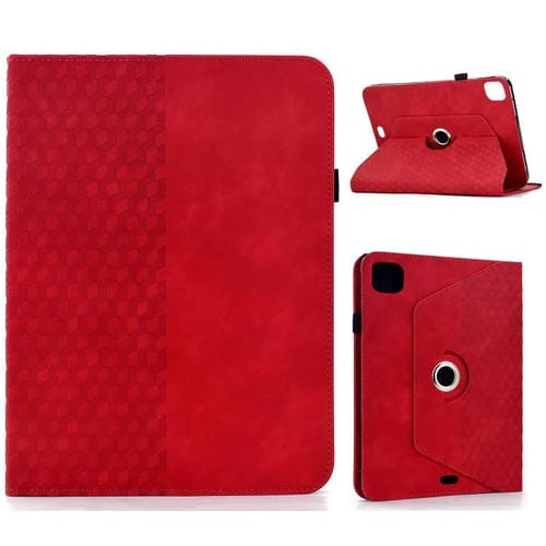 Funda de cuero inteligente con relieve rombo giratorio para iPad Air 11 (2024/2025) (roja)