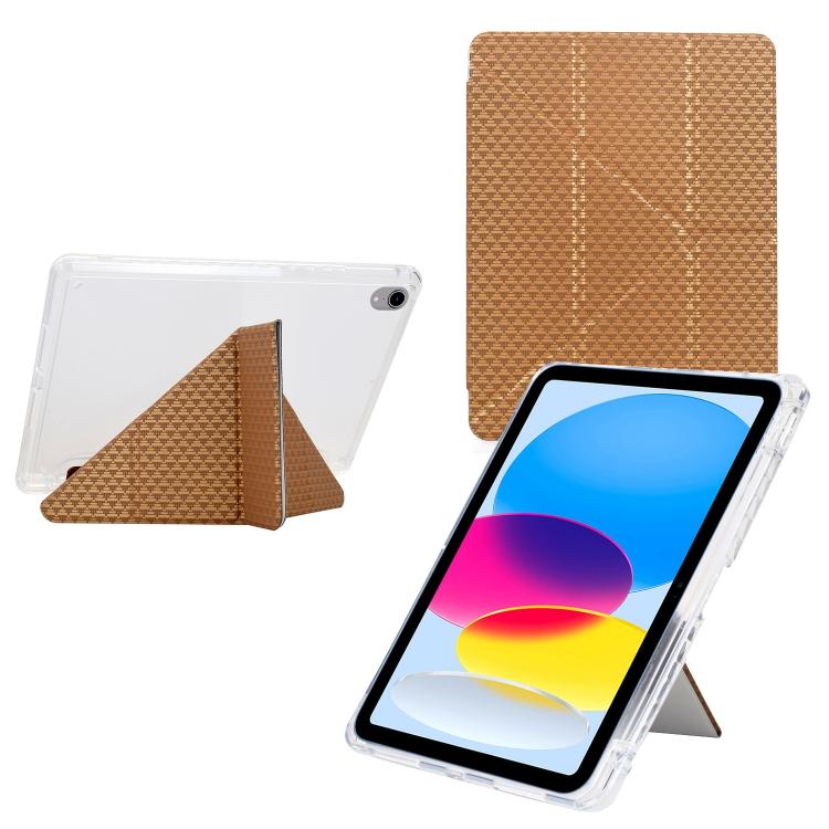 Funda de cuero inteligente con textura piramidal plegable en Y para iPad mini 2024/mini 6 (dorada)