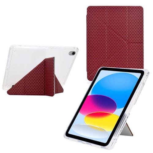 Funda de cuero inteligente con textura piramidal plegable en Y para iPad mini 2024/mini 6 (roja)