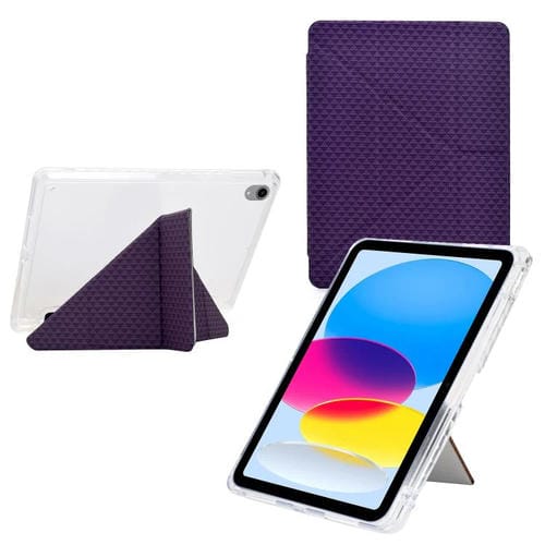 Funda de cuero inteligente con textura piramidal plegable en Y para iPad mini 2024/mini 6 (morado)