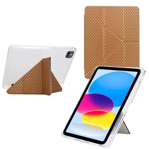 Funda de cuero inteligente con textura piramidal plegable en Y para iPad Air 13 (2024/2025) y Pro 12.9 (dorada)