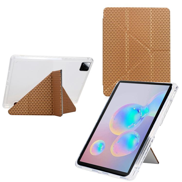 Funda de cuero inteligente con textura piramidal plegable en Y para Xiaomi Pad 7/7 Pro (dorada)