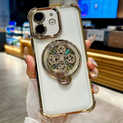 Funda para iPhone 12 con soporte giratorio (dorada)