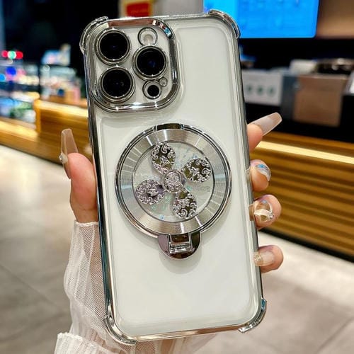 Funda con soporte giratorio para iPhone 13 Pro Max (plateada)