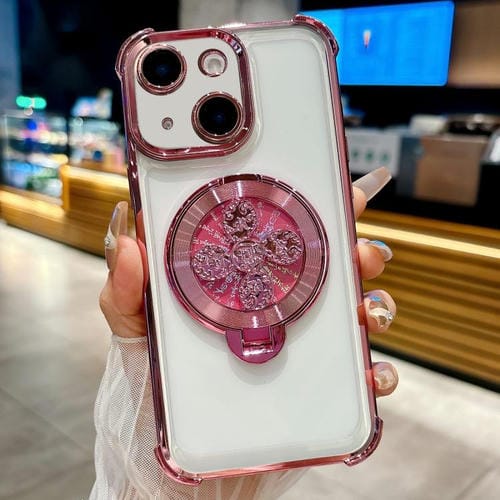 Funda con soporte para peonza para iPhone 15 (rosa)
