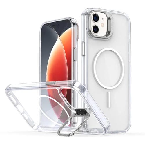 Funda para iPhone 12/12 Pro con marco de lente MagSafe transparente y brillante (blanco)