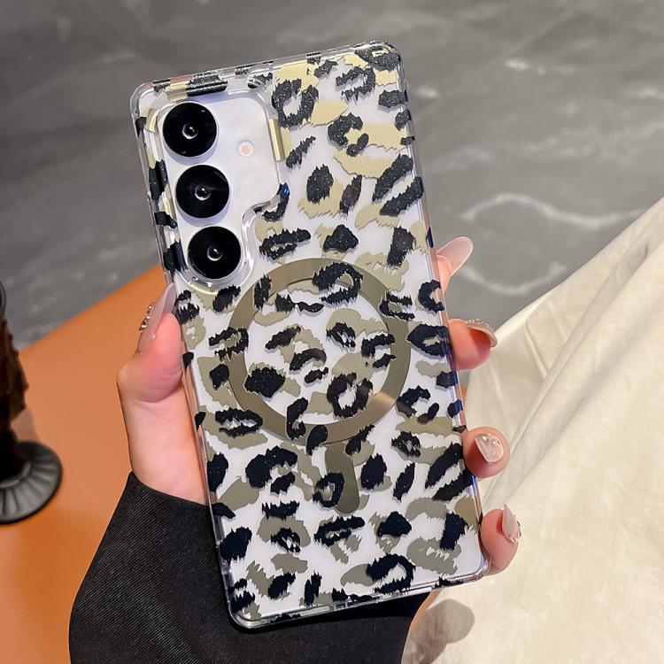 Funda para Samsung Galaxy S24 5G Leopard con laminado IMD de doble cara MagSafe (negro y marrón)