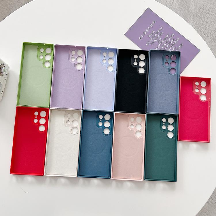 Funda magnética MagSafe de silicona líquida de color sólido para Samsung Galaxy A55 5G (azul rey)
