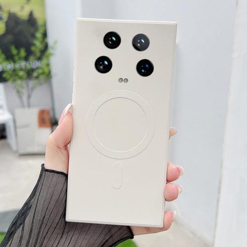 Funda magnética de silicona líquida MagSafe para Xiaomi 14 (blanco antiguo)