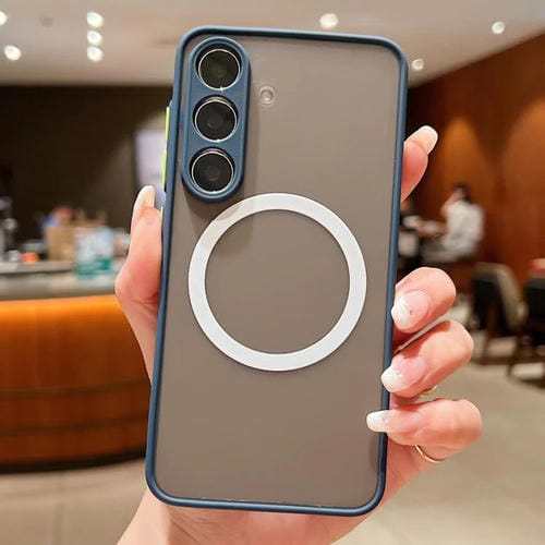 Funda MagSafe con diseño de ojo de halcón para Samsung Galaxy A36 5G (azul rey)