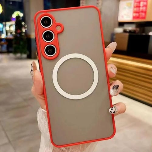 Funda MagSafe con diseño de ojo de águila y tacto suave para Samsung Galaxy S24+ 5G (roja)