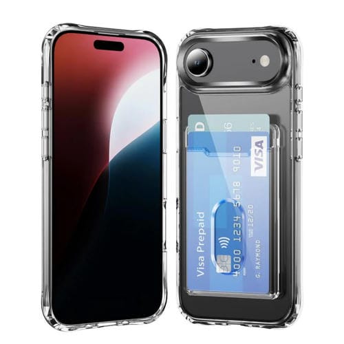 Funda híbrida de TPU y PC con ranura para tarjetas para iPhone 17 Air (transparente)