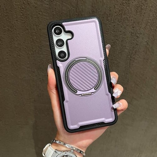 Funda metálica con rotación de 360 grados y MagSafe para Samsung Galaxy S25+/S24+ 5G (morada)