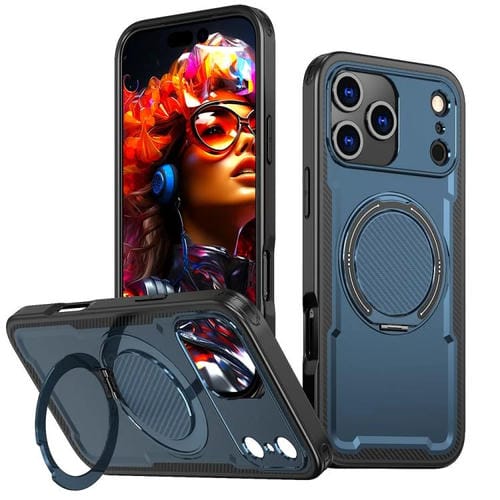 Funda metálica MagSafe con rotación de 360 grados para iPhone 17 Pro (azul marino)