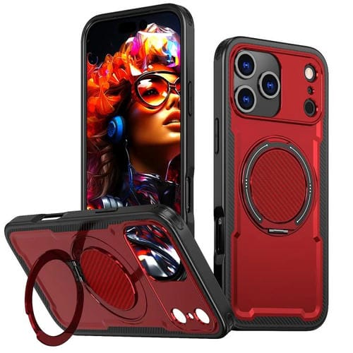 Funda metálica MagSafe con rotación de 360 grados para iPhone 17 Pro Max (roja)