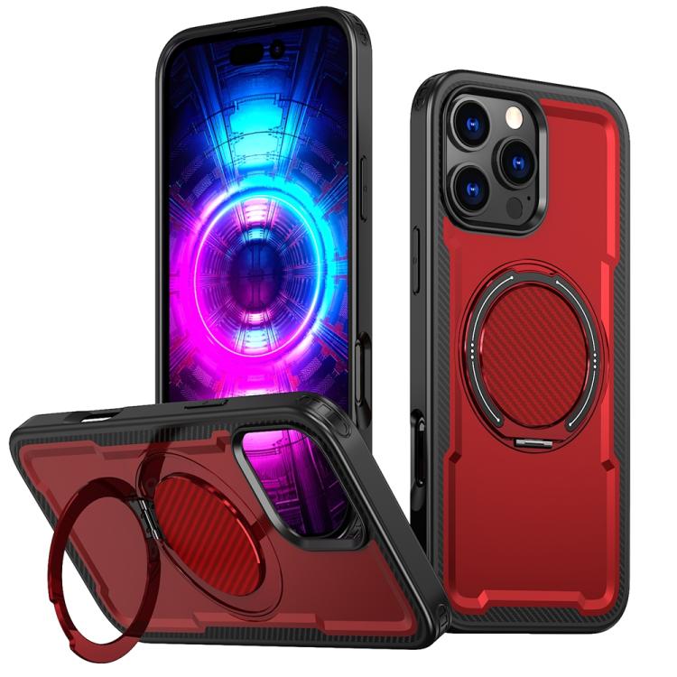Funda metálica MagSafe con rotación de 360 grados para iPhone 16 Pro (roja)
