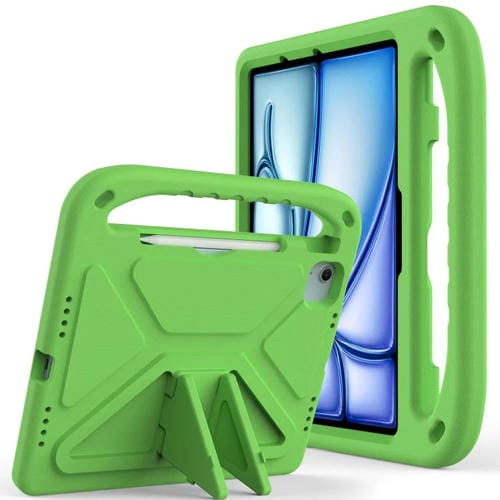 Funda de EVA a prueba de golpes con asa y soporte para iPad Air 11 (2024/2025) (verde)