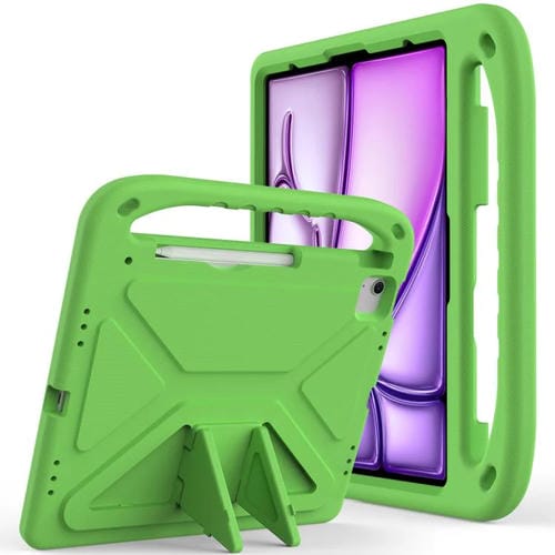 Funda de EVA a prueba de golpes con asa y soporte para iPad Air 13 (2024/2025) (verde)