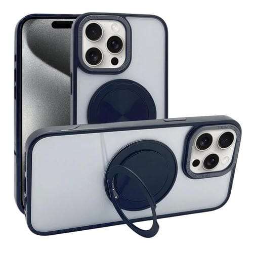 Funda MagSafe semitransparente con rotación de 360 grados para iPhone 15 Pro Max (negra)