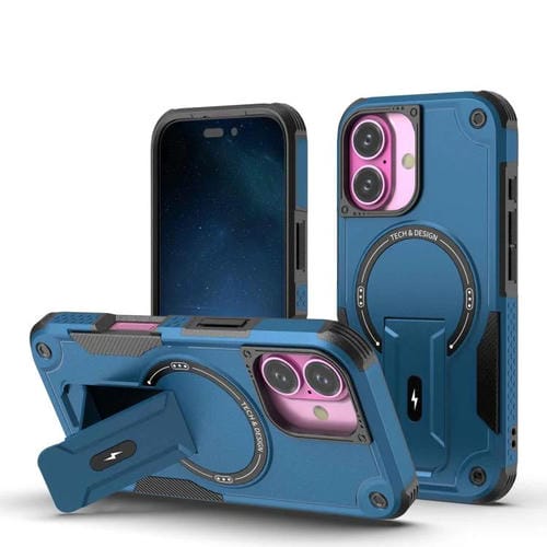 Funda híbrida de TPU y PC con soporte Magsafe para iPhone 17 (azul oscuro)