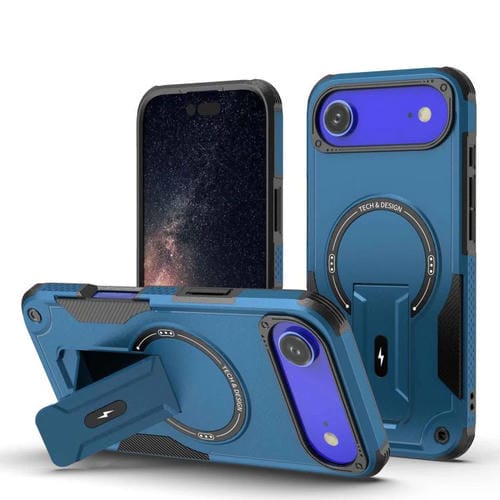 Funda híbrida de TPU y PC con soporte Magsafe para iPhone 17 Air Armor (azul oscuro)