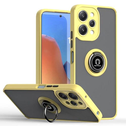 Funda de TPU + PC con anillo para Redmi 12 4G Q Shadow 1 Series (amarilla)