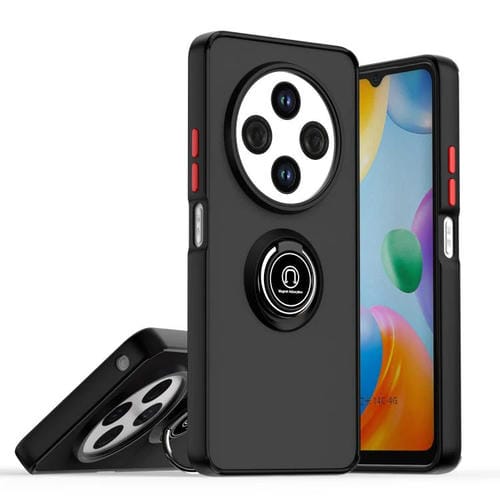 Funda de TPU + PC con anillo para Redmi 14C 4G Q Shadow 1 Series (negro y rojo)