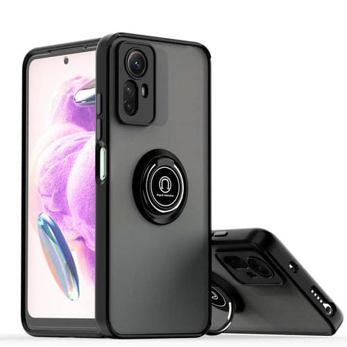 Funda de TPU + PC con anillo para Redmi Note 12S 4G Q Shadow 1 Series (Negro + Negro)