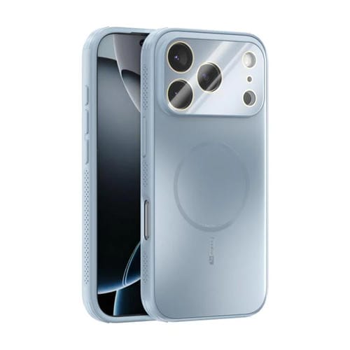 Funda ABEEL MagSafe esmerilada con disipación de calor y película para lente para iPhone 17 Pro (azul claro)
