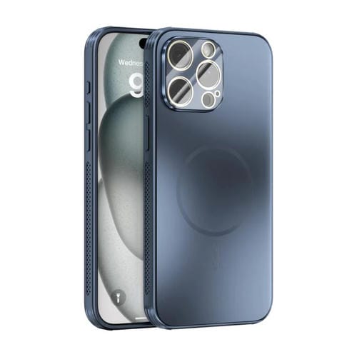 Funda ABEEL MagSafe esmerilada con disipación de calor y película para lente para iPhone 14 Pro Max (azul oscuro)
