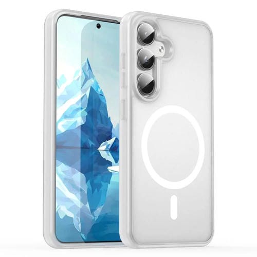 Funda híbrida de TPU translúcida con acabado mate MagSafe para Samsung Galaxy S25 5G (blanco mate)