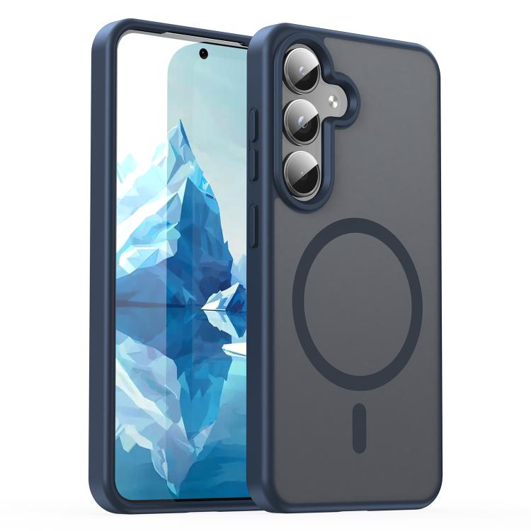 Funda híbrida de TPU translúcida con acabado mate MagSafe para Samsung Galaxy S24 5G (azul cian)