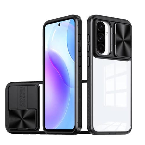 Funda deslizante de acrílico transparente + PC + TPU para Samsung Galaxy A56 5G / A36 5G (negro)