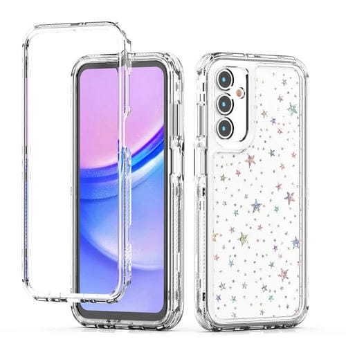 Funda de papel acrílico transparente con efecto láser para Samsung Galaxy A15 5G/4G (Estrellas)