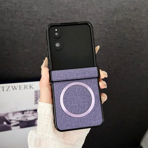 Funda magnética con textura de tela para Xiaomi Mix Flip 2 CD Magsafe (morada)