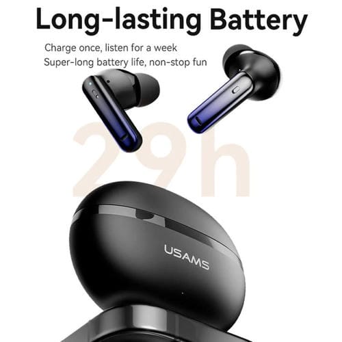 Auriculares inalámbricos Bluetooth USAMS Echo E02 ANC y ENC TWS intraaurales (negros)