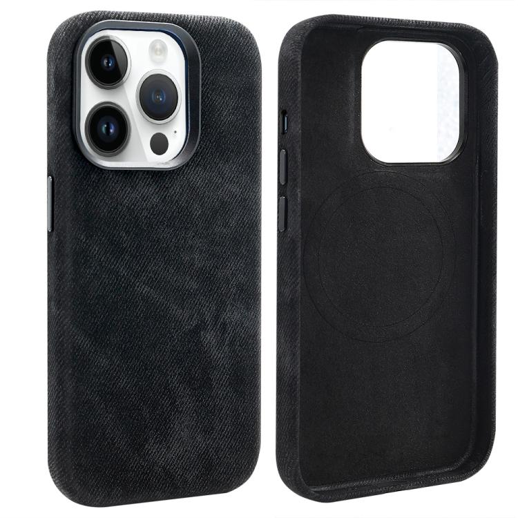 Funda VIETAO de cuero sintético con textura vaquera retro MagSafe para iPhone 13 Pro Max (negra)