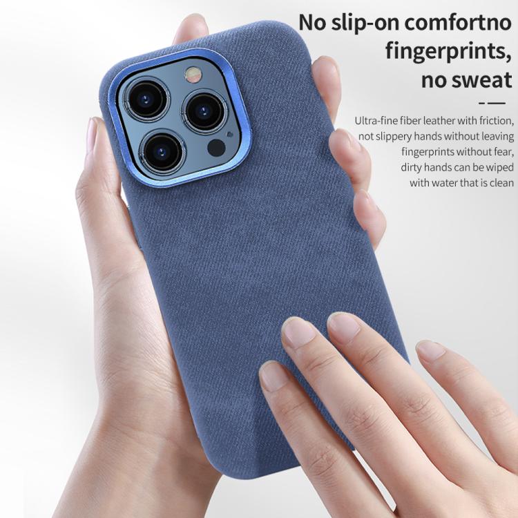 Funda VIETAO de cuero sintético con textura vaquera retro MagSafe para iPhone 15 Pro (gris plateado)