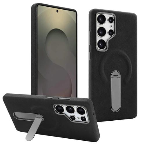 Funda VIETAO de piel sintética MagSafe con soporte para Samsung Galaxy S25 Ultra 5G (negra)