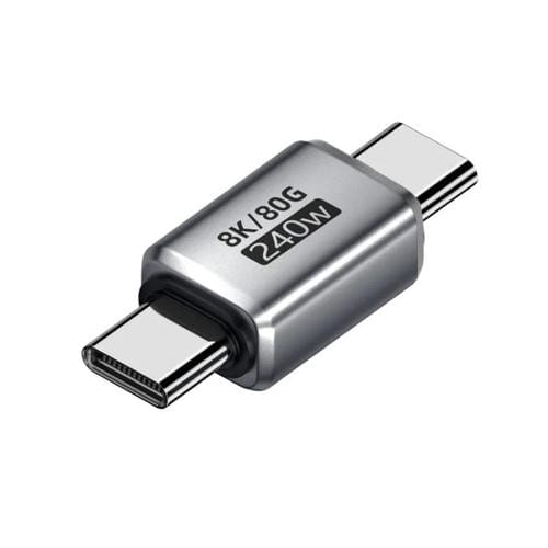 Adaptador tipo C de 240 W y 80 Gbps con todas las funciones. Modelo: conector macho recto a macho (plateado).