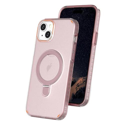 Funda colorida 2 en 1 con soporte de anillo MagSafe para iPhone 15 Plus (rosa)