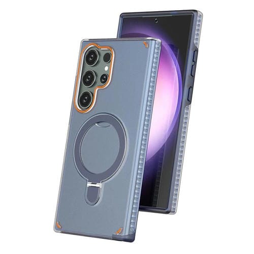 Funda colorida 2 en 1 con soporte de anillo MagSafe para Samsung Galaxy S24 Ultra 5G (azul rey)