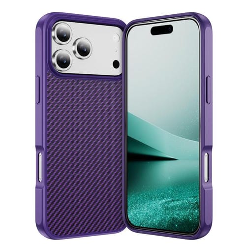 Funda MagSafe con textura de fibra de carbono y tacto suave para iPhone 17 Pro Max (morada)