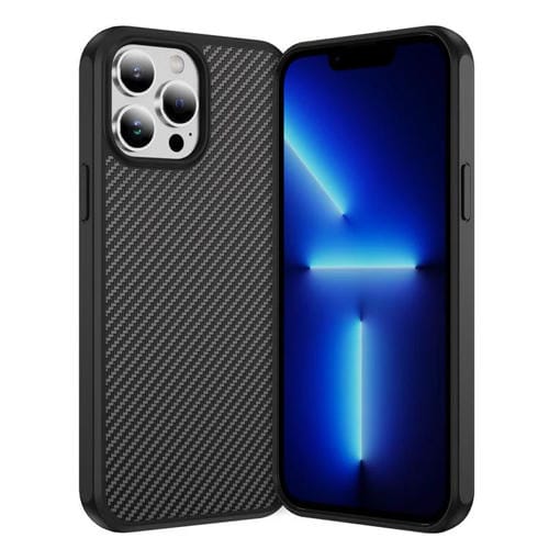 Funda MagSafe con textura de fibra de carbono y tacto suave para iPhone 13 Pro Max (negra)