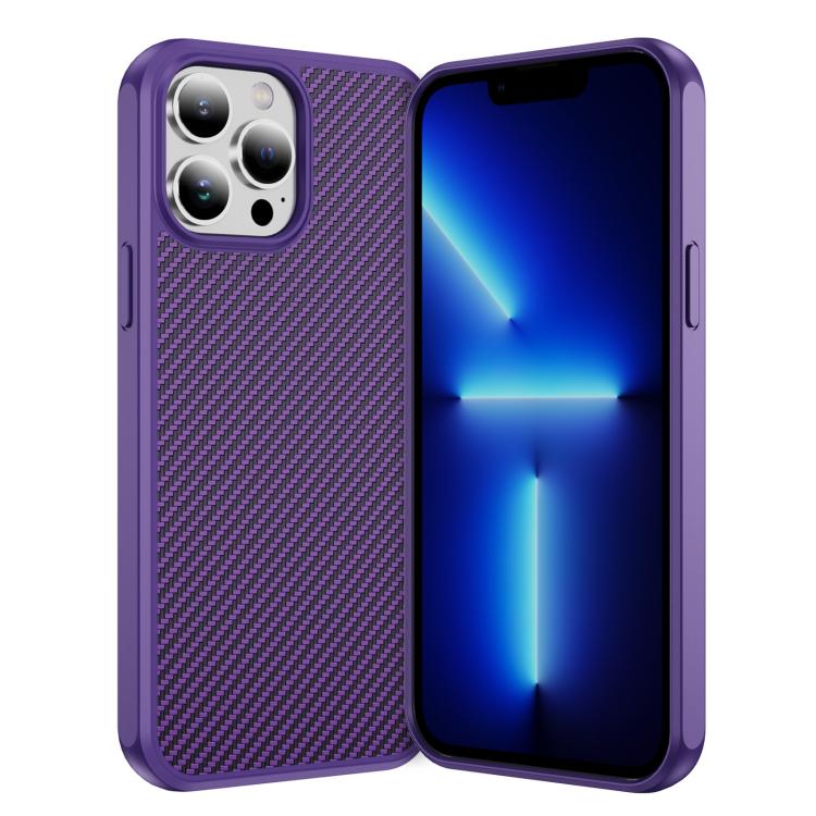 Funda MagSafe con textura de fibra de carbono y tacto suave para iPhone 13 Pro Max (morado)