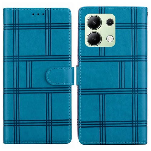Funda de cuero con relieve a cuadros para Redmi Note 13 4G (azul)
