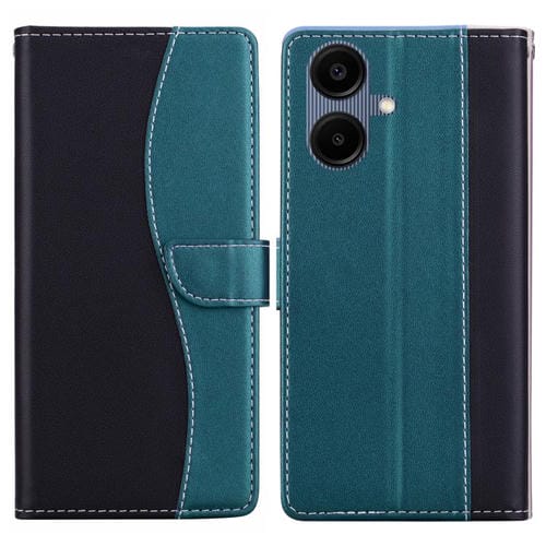 Funda de cuero bicolor con relieve para Samsung Galaxy A06 4G/5G (negro y verde)